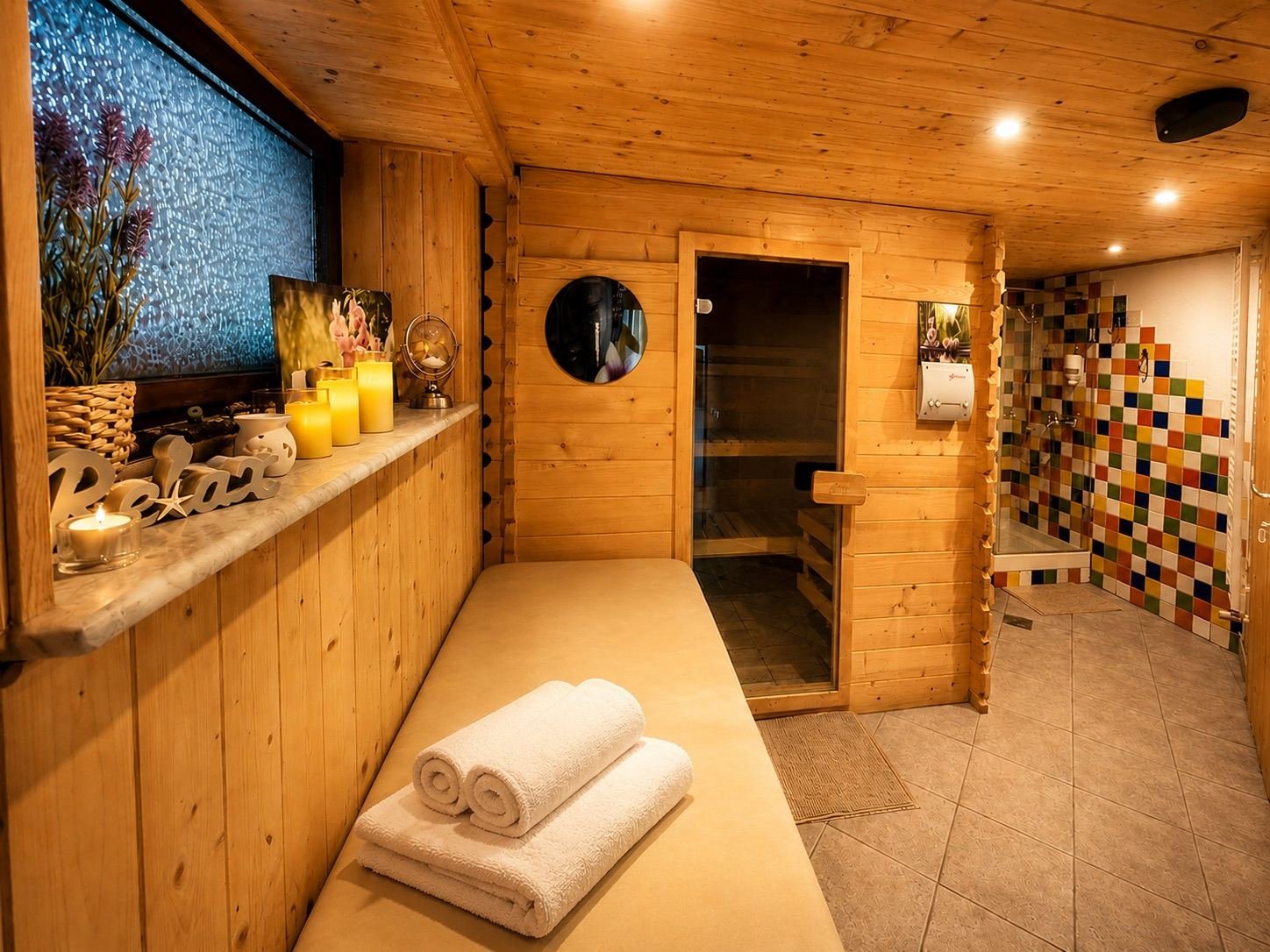 Finnish sauna and relaxation room at Villa Mukinja