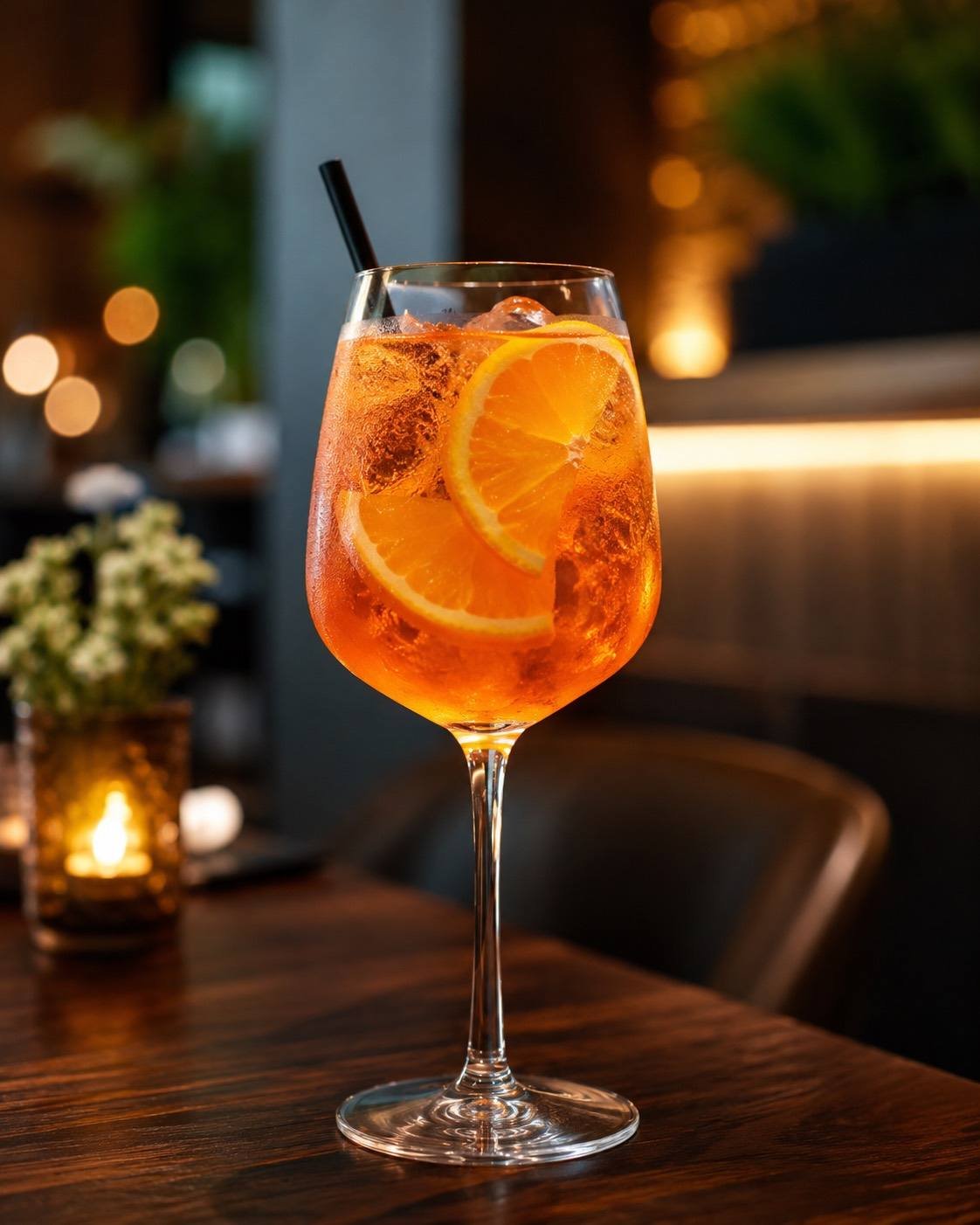An Aperol Spritz cocktail on the terrace at golden hour